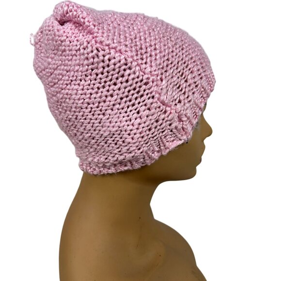 Reebok Women's Pink Knit Beanie Rams Logo One Size Fits All 100% Acrylic - Picture 4 of 8